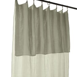Ourea - Rideau Ajustable 140x300 cm Gaze de Coton Vert d'Eau + 8 Anneaux Pince - Vert