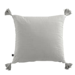 Altobuy - ourea - Coussin Déhoussable 40x40cm avec Pompons Gaze de Coton Nuage - Gris