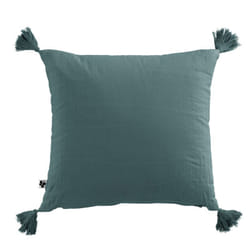 OUREA - Coussin Déhoussable 40x40cm avec Pompons Gaze de Coton Canard