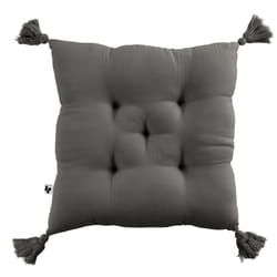 Altobuy - ourea - Coussin Capitonné 40x40cm avec Pompons Gaze de Coton Granit - Gris