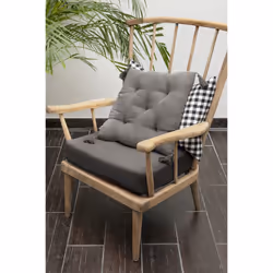 Altobuy - ourea - Coussin Capitonné 40x40cm avec Pompons Gaze de Coton Granit - Gris