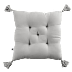Altobuy - ourea - Coussin Capitonné 40x40cm avec Pompons Gaze de Coton Nuage - Gris