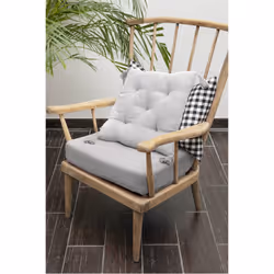 Altobuy - ourea - Coussin Capitonné 40x40cm avec Pompons Gaze de Coton Nuage - Gris