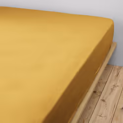 Altobuy - ourea - Drap Housse 90x190cm Gaze de Coton Safran - Jaune