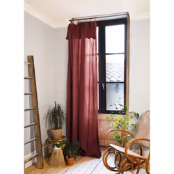 Altobuy - ourea - Rideau Ajustable 140x300 cm Gaze de Coton Lie de Vin + 8 Anneaux Pince - Bordeaux