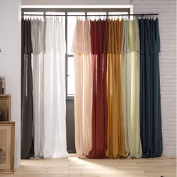 Altobuy - ourea - Rideau Ajustable 140x300 cm Gaze de Coton Lie de Vin + 8 Anneaux Pince - Bordeaux