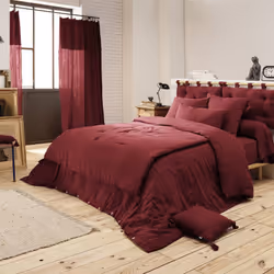 Ourea - Coussin de Tête de Lit avec Passants 50x80cm Gaze de Coton Lie de Vin - Bordeaux