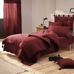Ourea - Coussin de Tête de Lit avec Passants 50x80cm Gaze de Coton Lie de Vin - Bordeaux