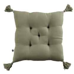 OUREA - Coussin Capitonné 40x40cm avec Pompons Gaze de Coton Romarin