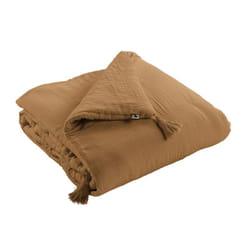 Altobuy - ourea - Chemin de Lit 90x200cm Capitonné Gaze de Coton Camel - Marron