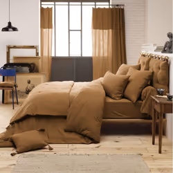Altobuy - ourea - Chemin de Lit 90x200cm Capitonné Gaze de Coton Camel - Marron