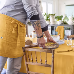 Altobuy - ourea - Demi-Tablier avec Double Poche Gaze de Coton Safran - Jaune
