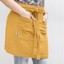 Altobuy - ourea - Demi-Tablier avec Double Poche Gaze de Coton Safran - Jaune - Vue supplémentaire 4