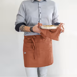 Ourea - Demi-Tablier avec Double Poche Gaze de Coton Terracotta - Terracotta