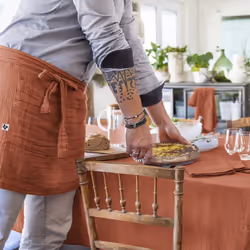 Ourea - Demi-Tablier avec Double Poche Gaze de Coton Terracotta - Terracotta