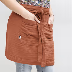 Ourea - Demi-Tablier avec Double Poche Gaze de Coton Terracotta - Terracotta - Vue supplémentaire 4