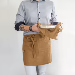 OUREA - Demi-Tablier avec Double Poche Gaze de Coton Camel