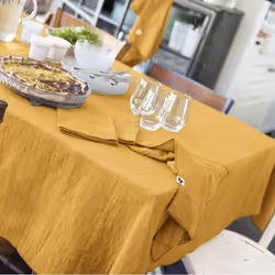 Altobuy - ourea - Lot de 3 Serviettes 40x40cm Gaze de Coton Safran - Jaune - Vue supplémentaire 4