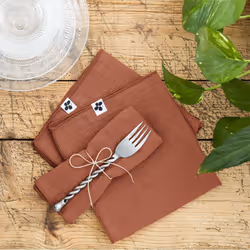 Altobuy - ourea - Lot de 3 Serviettes 40x40cm Gaze de Coton Terracotta - Terracotta