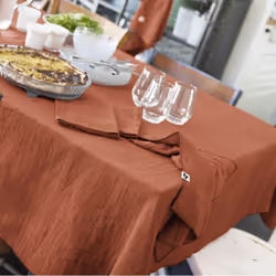 Altobuy - ourea - Lot de 3 Serviettes 40x40cm Gaze de Coton Terracotta - Terracotta - Vue supplémentaire 4