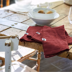 Altobuy - ourea - Lot de 3 Serviettes 40x40cm Gaze de Coton Lie de Vin - Bordeaux