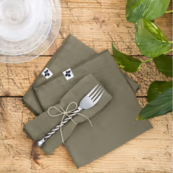 Altobuy - ourea - Lot de 3 Serviettes 40x40cm Gaze de Coton Romarin - Vert