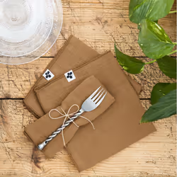 OUREA - Lot de 3 Serviettes 40x40cm Gaze de Coton Camel
