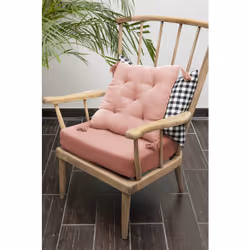 OUREA - Coussin Capitonné 40x40cm avec Pompons Gaze de Coton Rose Pêche