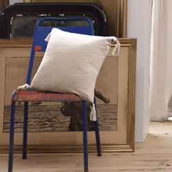 Altobuy - ourea - Coussin Déhoussable 40x40cm avec Pompons Gaze de Coton Pampa - Greige