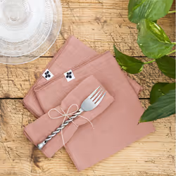 Altobuy - ourea - Lot de 3 Serviettes 40x40cm Gaze de Coton Rose Pêche - Rose