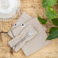 Altobuy - ourea - Lot de 3 Serviettes 40x40cm Gaze de Coton Pampa - Greige