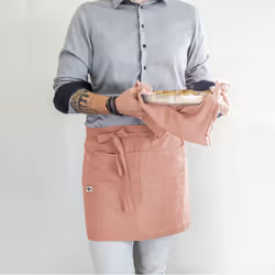 OUREA - Demi-Tablier avec Double Poche Gaze de Coton Rose Pêche