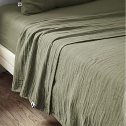 Altobuy - ourea - Drap Plat 270x300cm Gaze de Coton Romarin - Vert
