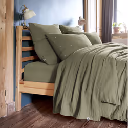 Altobuy - ourea - Drap Plat 270x300cm Gaze de Coton Romarin - Vert