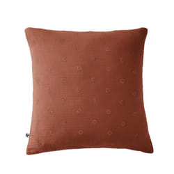 Ourea motif - Taie d'Oreiller 60x60cm Gaze de Coton Terracotta à Fleurs Ajourées - Terracotta