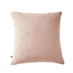 OUREA MOTIF - Taie d'Oreiller 60x60cm Gaze de Coton Guimauve à Fleurs Ajourées