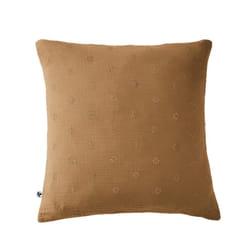 OUREA MOTIF - Taie d'Oreiller 60x60cm Gaze de Coton Camel à Fleurs Ajourées