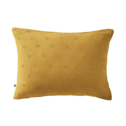 OUREA MOTIF - Taie d'Oreiller 50x70cm Gaze de Coton Safran à Fleurs Ajourées