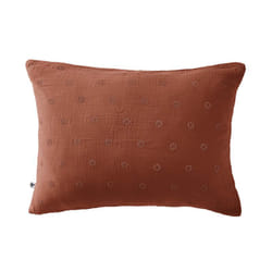 OUREA MOTIF - Taie d'Oreiller 50x70cm Gaze de Coton Terracotta à Fleurs Ajourées