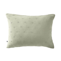 OUREA MOTIF - Taie d'Oreiller 50x70cm Gaze de Coton Vert d'Eau à Fleurs Ajourées