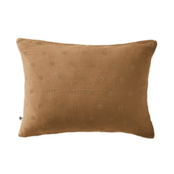OUREA MOTIF - Taie d'Oreiller 50x70cm Gaze de Coton Camel à Fleurs Ajourées