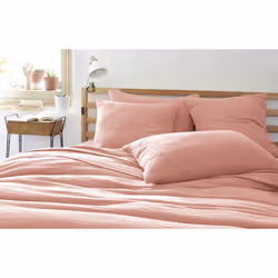 OUREA MOTIF - Taie d'Oreiller 50x70cm Gaze de Coton Rose Pêche à Fleurs Ajourées - Vue supplémentaire 6