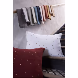 Ourea motif - Taie d'Oreiller 60x60cm Gaze de Coton Vert d'Eau à Pois Dorés - Vert - Vue supplémentaire 6