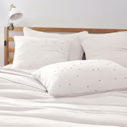 OUREA MOTIF - Taie d'Oreiller 60x60cm Gaze de Coton Chantilly à Pois Dorés