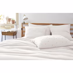 OUREA MOTIF - Taie d'Oreiller 60x60cm Gaze de Coton Chantilly à Pois Dorés