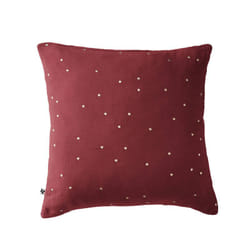 OUREA MOTIF - Taie d'Oreiller 60x60cm Gaze de Coton Lie de Vin à Pois Dorés