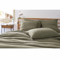 OUREA MOTIF - Taie d'Oreiller 60x60cm Gaze de Coton Romarin à Pois Dorés