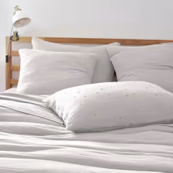 OUREA MOTIF - Taie d'Oreiller 50x70cm Gaze de Coton Nuage à Pois Dorés