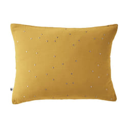 OUREA MOTIF - Taie d'Oreiller 50x70cm Gaze de Coton Safran à Pois Dorés