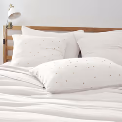 OUREA MOTIF - Taie d'Oreiller 50x70cm Gaze de Coton Chantilly à Pois Dorés